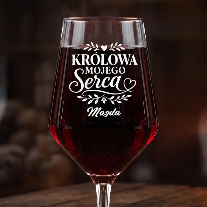 Mega Kieliszek Do Wina z Grawerem Na Rocznicę Związku Prezent Na Walentynki Dla Kobiety: Królowa Mojego Serca