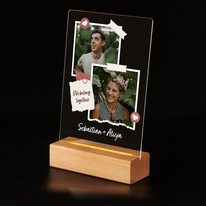 We belong together - Wydruk na szkle akrylowym z podstawką led