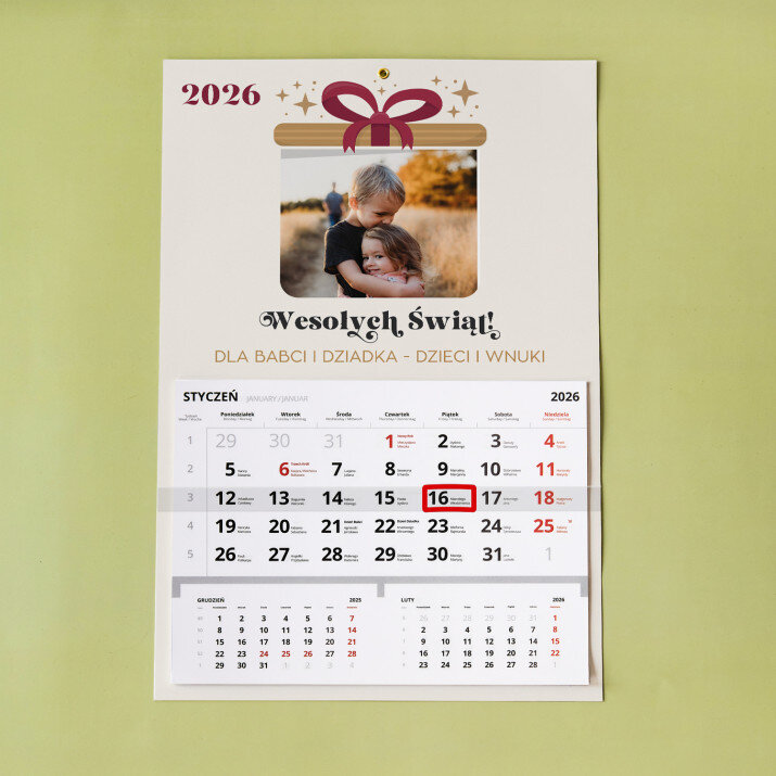 Wesołych świąt - Kalendarz jednodzielny Wesołych świąt - Kalendarz jednodzielny