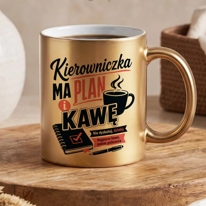 Złoty Kubek Dla Kierowniczki Prezent Dla Kobiety: Kawowa Kierowniczka Złoty Kubek Dla Kierowniczki Prezent Dla Kobiety: Kawowa Kierowniczka