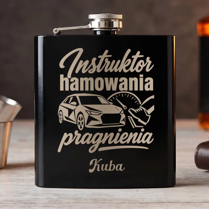 Piersiówka Z Grawerem Dla Instruktora Jazdy Prezent Dla Mężczyzny: Instruktor Hamowania Piersiówka Z Grawerem Dla Instruktora Jazdy Prezent Dla Mężczyzny: Instruktor Hamowania