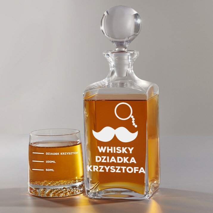 Whisky Dziadka - Zestaw Grawerowana Karafka I Szklanki Do Whisky
