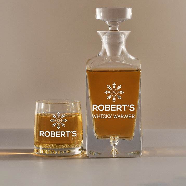 Whisky Warmer - Zestaw Grawerowana Karafka I Szklanki Do Whisky