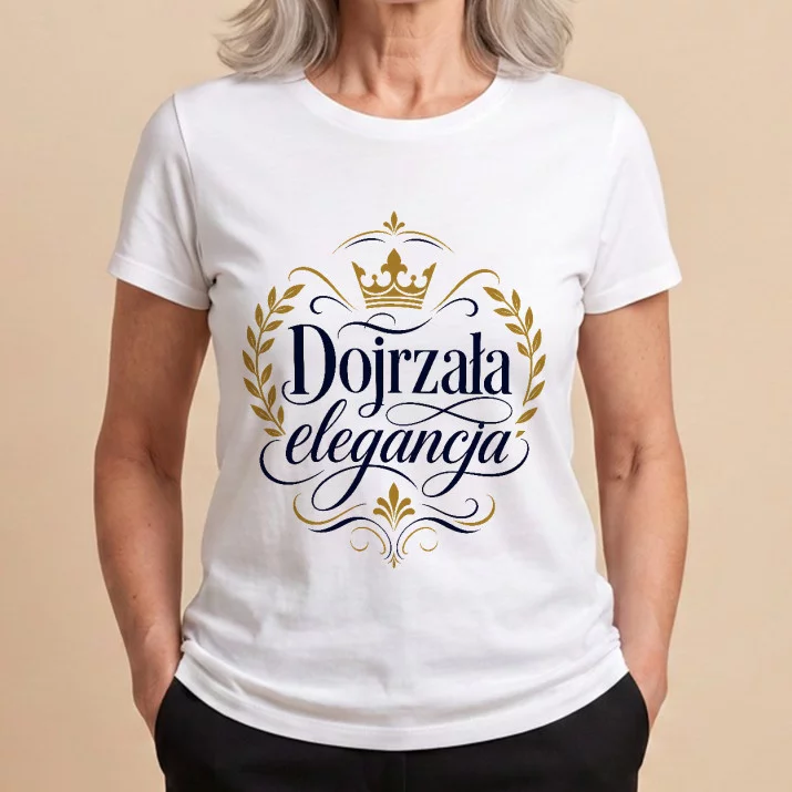 Koszulka Damska Biała Dla Osoby Starszej Prezent Dla Kobiety: Szlachetny Wdzięk