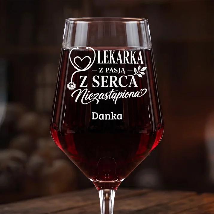 Mega Kieliszek Do Wina z Grawerem Dla Lekarki Prezent Dla Kobiety: Lekarka Z Serca Mega Kieliszek Do Wina z Grawerem Dla Lekarki Prezent Dla Kobiety: Lekarka Z Serca