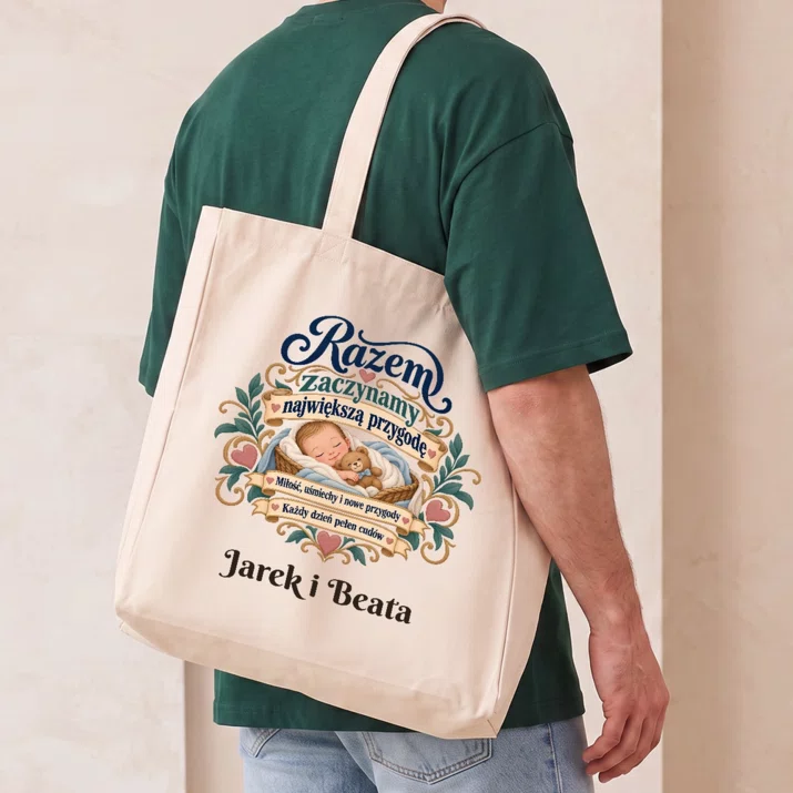 Torba Na Zakupy Na Narodziny Dziecka Prezent Dla Pary: Razem Zaczynamy