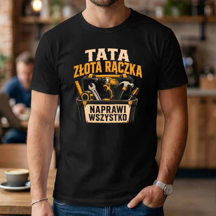 Koszulka Męska Dla Taty Prezent Na Dzień Ojca Dla Mężczyzny: Tata Złota Rączka