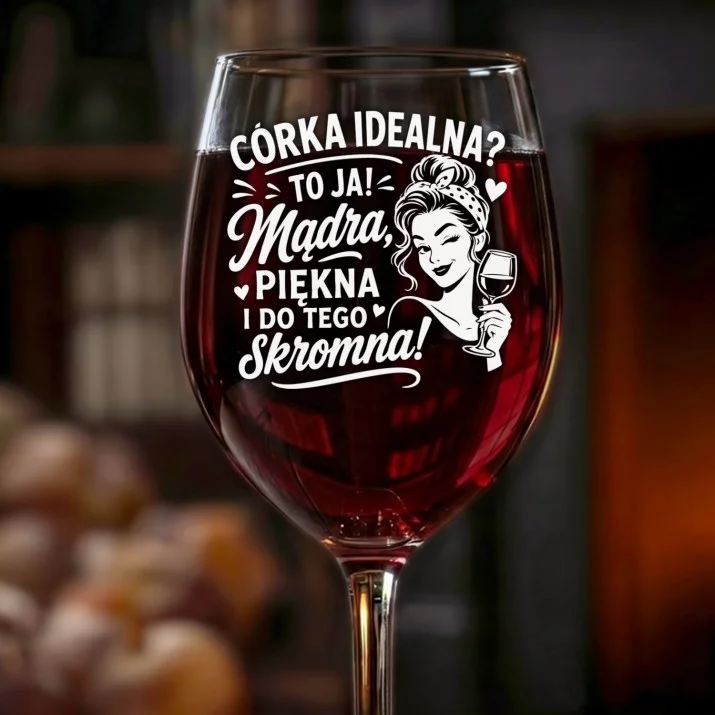 Kieliszek Do Wina Dla Dorosłej Córki Prezent Dla Kobiety: Córka Idealna Skromna Kieliszek Do Wina Dla Dorosłej Córki Prezent Dla Kobiety: Córka Idealna Skromna