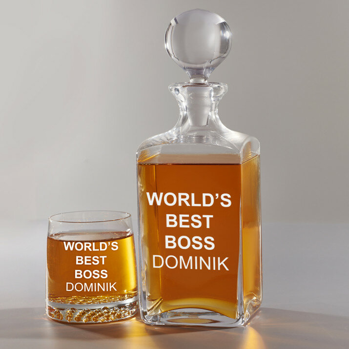 World`s best boss - Zestaw Grawerowana Karafka I Szklanki Do Whisky