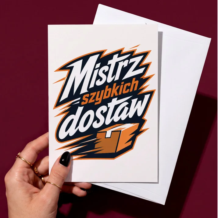 Kartka z Życzeniami Dla Kuriera Dla Mężczyzny: Typograficzny Kurier Z Kartka z Życzeniami Dla Kuriera Dla Mężczyzny: Typograficzny Kurier Z
