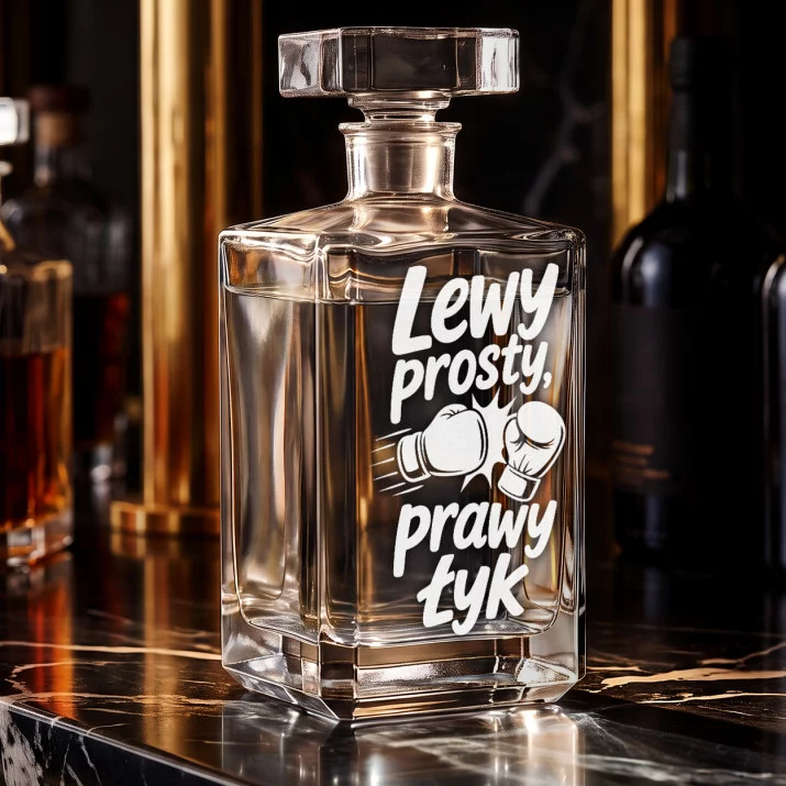 Karafka Do Wódki z Grawerem Dla Boksera Prezent: Lewy Prosty, Prawy Łyk