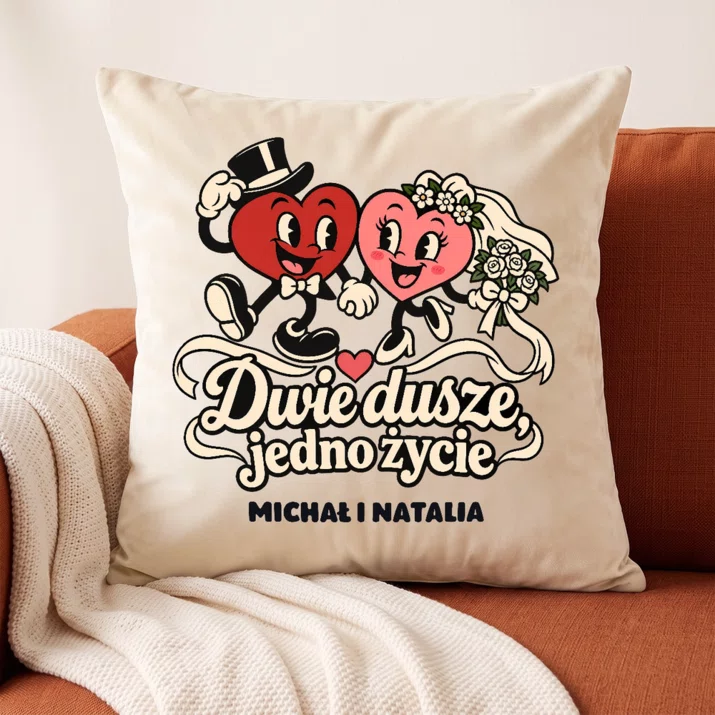 Poduszka Dekoracyjna Dla Nowożeńców Prezent Na Ślub Dla Pary: Dwie Dusze, Jedno Życie
