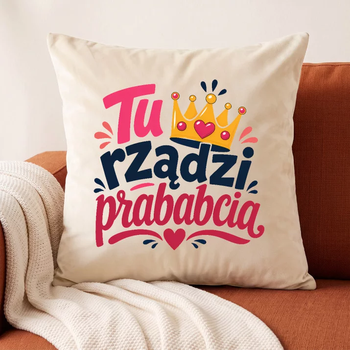 Poduszka Dekoracyjna Dla Prababci Prezent Na Dzień Babci Dla Kobiety: Królowa Rodziny Poduszka Dekoracyjna Dla Prababci Prezent Na Dzień Babci Dla Kobiety: Królowa Rodziny