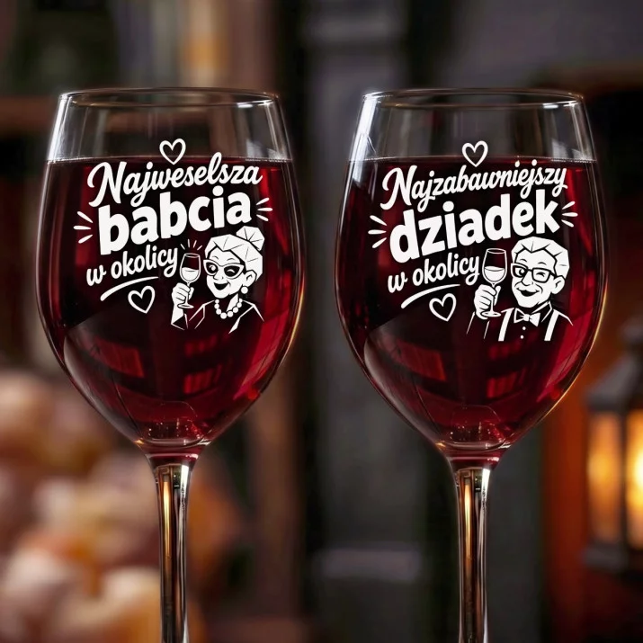 Dwa Kieliszki Do Wina Dla Babci i Dziadka Prezent Na Dzień Babci i Dziadka Dla Pary: Babcia I Dziadek Dwa Kieliszki Do Wina Dla Babci i Dziadka Prezent Na Dzień Babci i Dziadka Dla Pary: Babcia I Dziadek