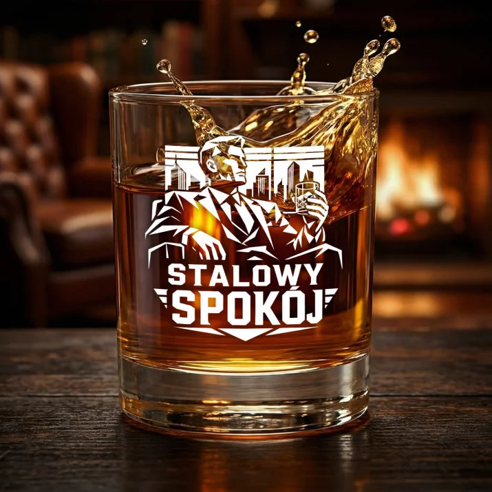 Szklanka Do Whisky Na Dzień Mężczyzny W Pracy Prezent Dla Mężczyzny: Stalowy Spokój