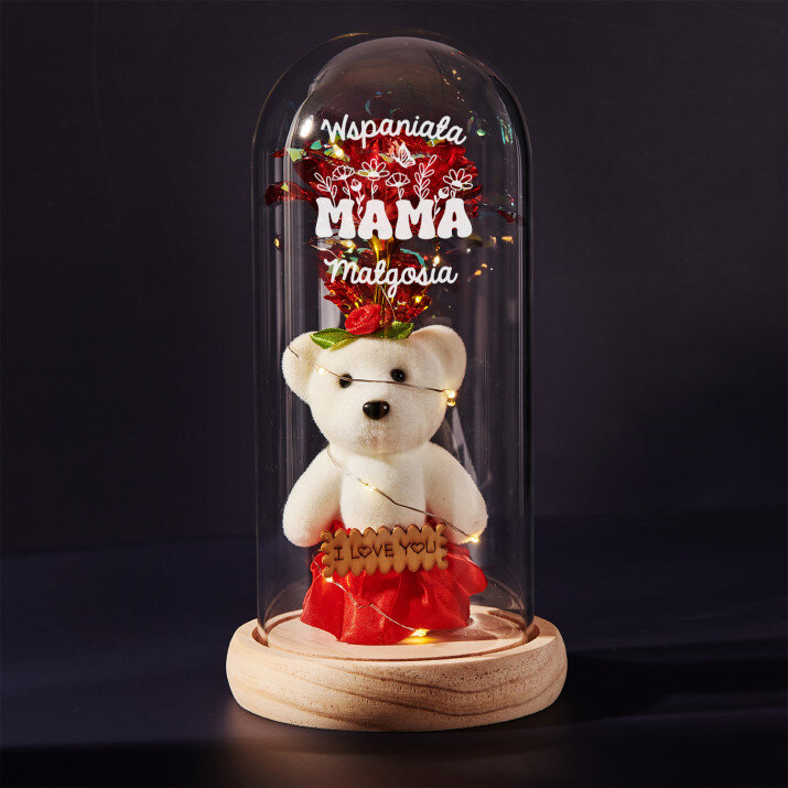 Wspaniała mama - Wieczna róża z misiem Wspaniała mama - Wieczna róża z misiem