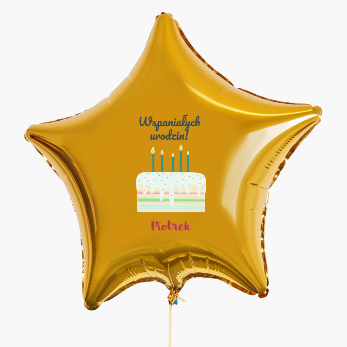 Wspaniałych urodzin - Balon z helem - Gwiazda