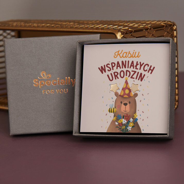Wspaniałych urodzin miś - Pozłacane kolczyki gwiazdki