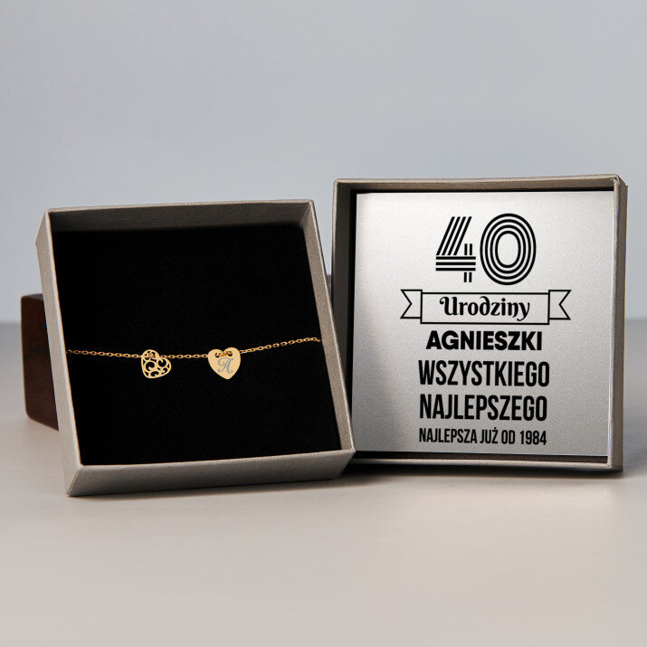 Wszystkiego najlepszego - Bransoletka pozłacana dwa serca