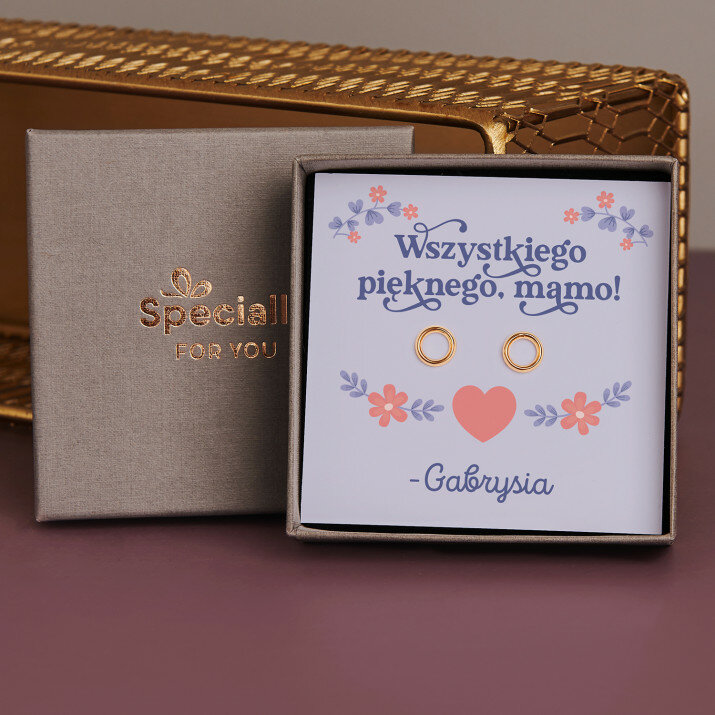 Wszystkiego pięknego mamo - Pozłacane kolczyki kółka