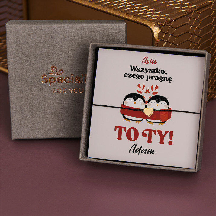 Wszystko czego pragnę - Bransoletka na sznurku z pozłacanym sercem