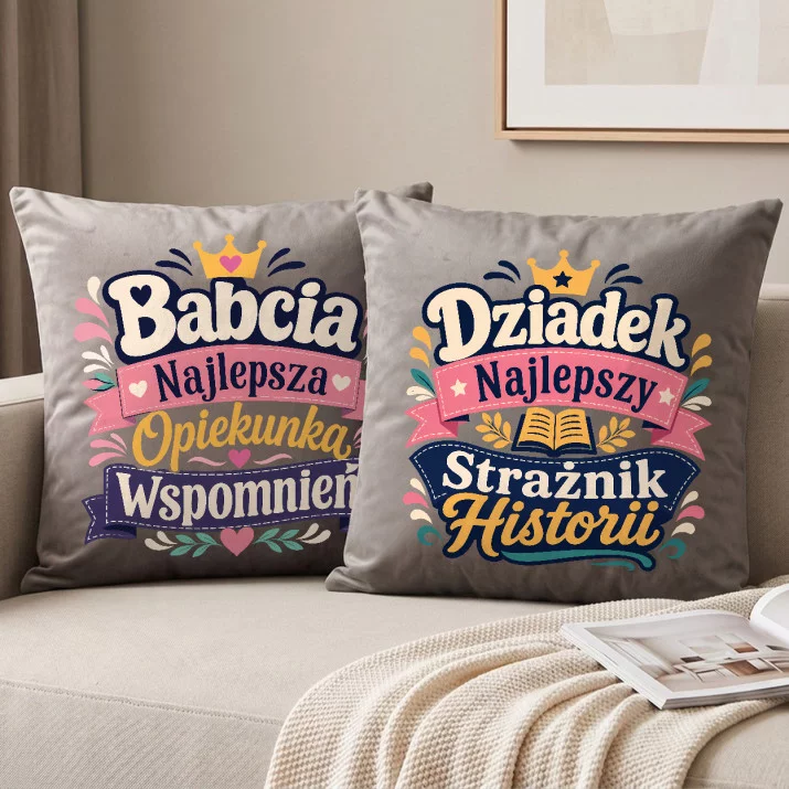 Poduszki Dekoracyjne Na Dzień Babci I Dziadka Przedszkole Prezent Dla Babci i Dziadka Pary: Strażnicy Rodzinnych