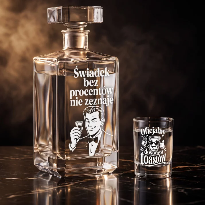 Zestaw Do Wódki z Grawerem Dla Świadków Prezent: Świadek Bez Procentów Nie Zestaw Do Wódki z Grawerem Dla Świadków Prezent: Świadek Bez Procentów Nie
