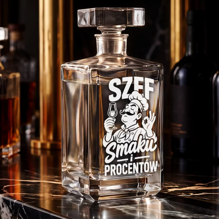 Karafka Do Wódki z Grawerem Dla Kucharza Prezent: Szef Smaku I Procentów