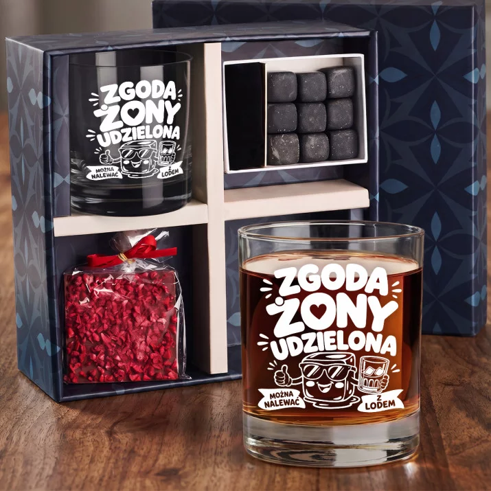 Zestaw Prezentowy Whisky Dla Męża Na Rocznicę Ślubu Dla Mężczyzny: Zgoda Żony Udzielona Zestaw Prezentowy Whisky Dla Męża Na Rocznicę Ślubu Dla Mężczyzny: Zgoda Żony Udzielona