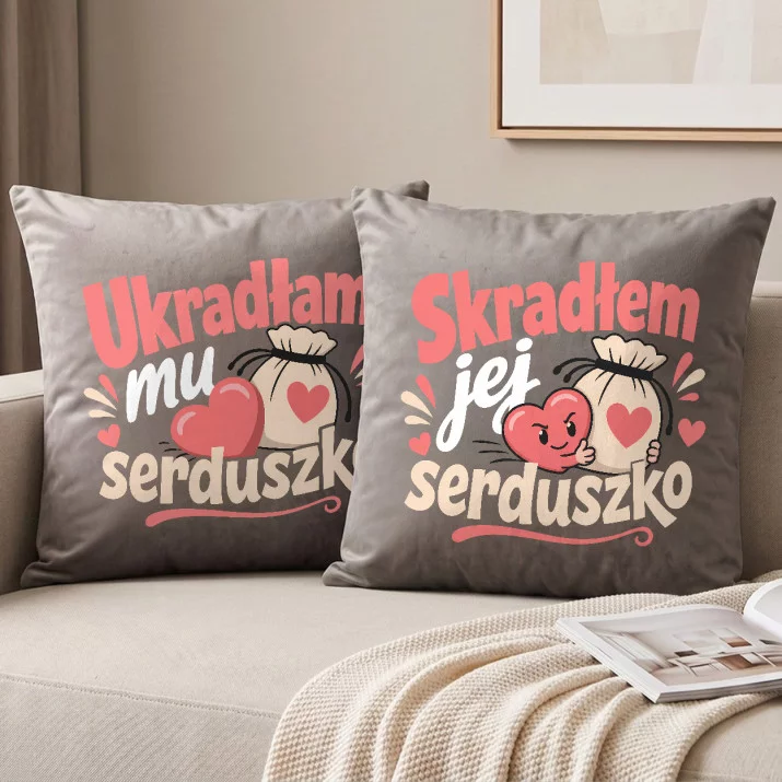 Poduszki Dekoracyjne Dla Pary Prezent Dla Pary: Moje I Twoje Serca