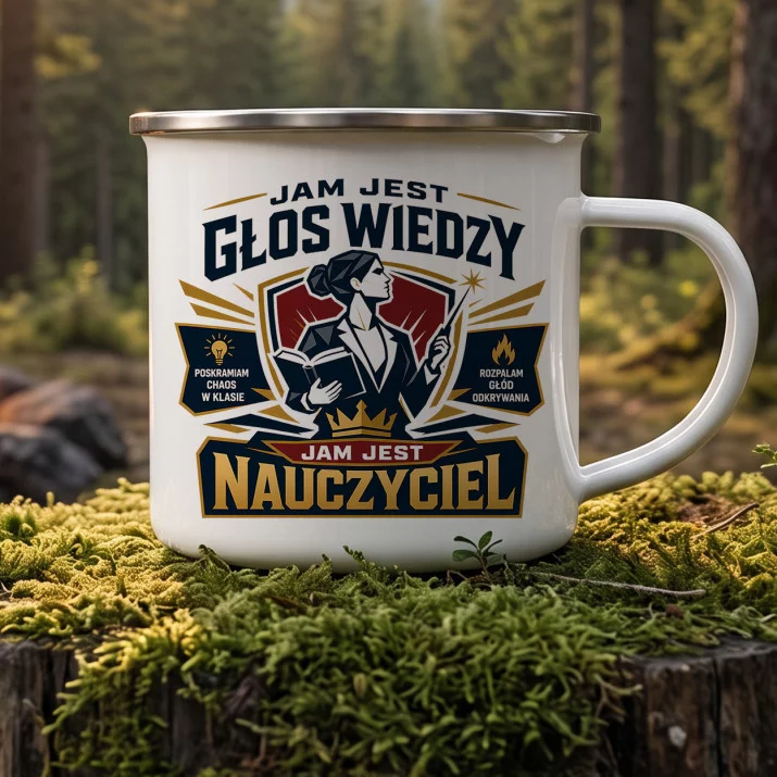 Kubek Emaliowany Dla Nauczyciela Prezent Na Dzień Nauczyciela Dla Mężczyzny: Głos Wiedzy Kubek Emaliowany Dla Nauczyciela Prezent Na Dzień Nauczyciela Dla Mężczyzny: Głos Wiedzy