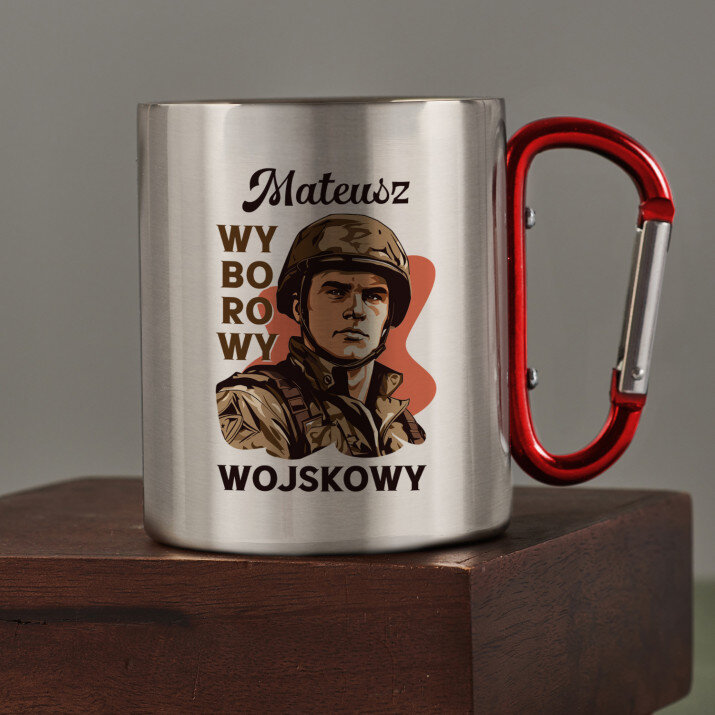 Wyborowy wojskowy - Kubek metalowy z karabińczykiem Wyborowy wojskowy - Kubek metalowy z karabińczykiem