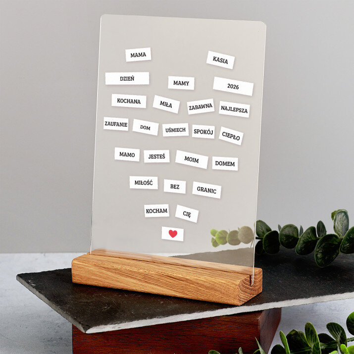 Wycinanka dla mamy - Wydruk na szkle akrylowym z podstawką Wycinanka dla mamy - Wydruk na szkle akrylowym z podstawką