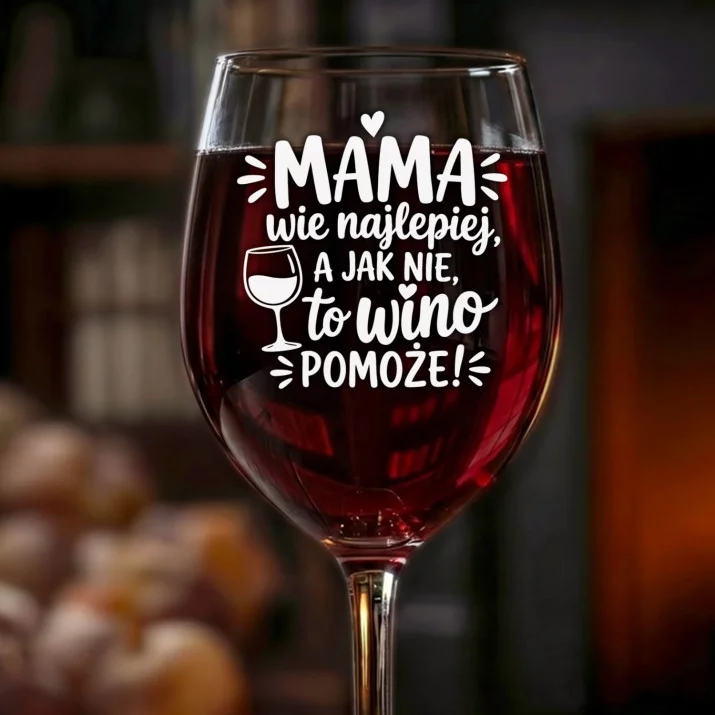Kieliszek Do Wina Na Dzień Mamy Prezent Dla Mamy Kobiety: Mama Wino Pomoże Kieliszek Do Wina Na Dzień Mamy Prezent Dla Mamy Kobiety: Mama Wino Pomoże