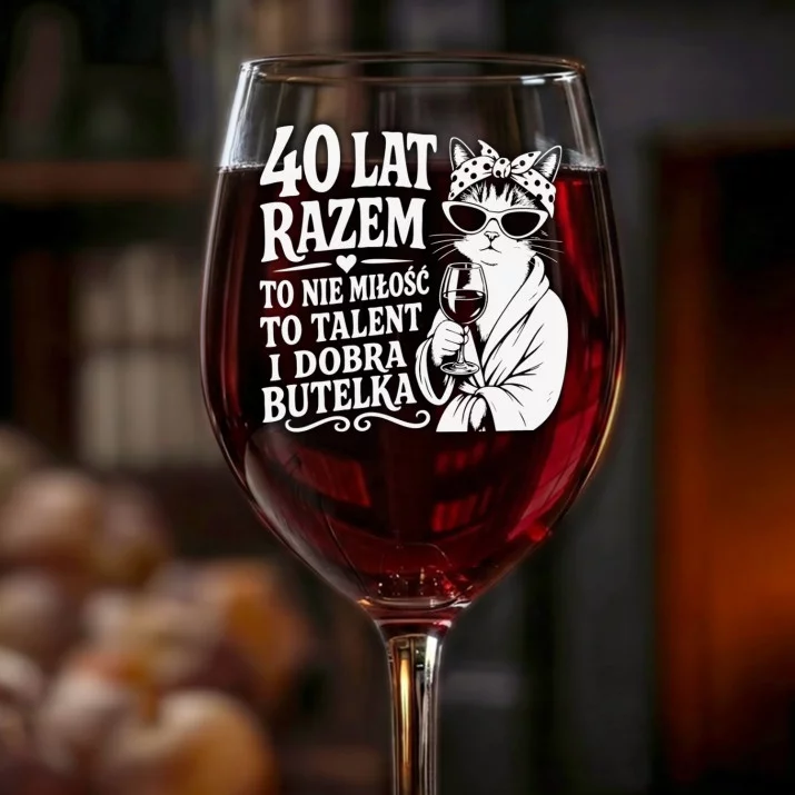 Kieliszek Do Wina Na 40 Rocznicę Ślubu Rodziców Prezent Dla Kobiety: 40 Lat Razem - Dobra Butelka