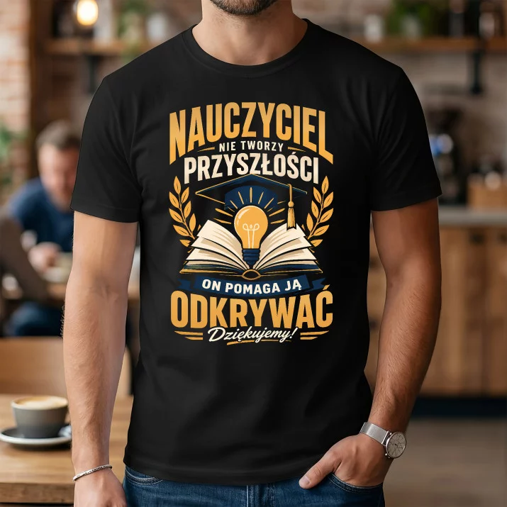 Koszulka Męska Dla Nauczyciela Prezent Na Dzień Nauczyciela Dla Mężczyzny: Pomaga Odkrywać