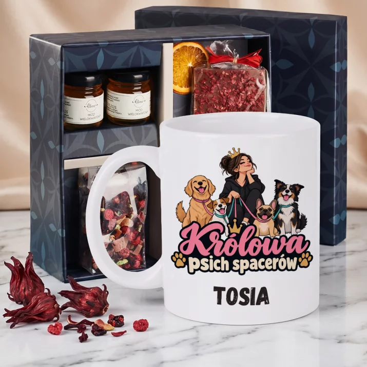 Zestaw Prezentowy z Kubkiem Dla Psiary Dla Kobiety: Królowa Psich Spacerów Zestaw Prezentowy z Kubkiem Dla Psiary Dla Kobiety: Królowa Psich Spacerów