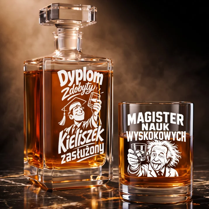 Zestaw Do Whisky Dla Magistra Prezent Dla Mężczyzny: Magister I Kieliszek Zestaw Do Whisky Dla Magistra Prezent Dla Mężczyzny: Magister I Kieliszek