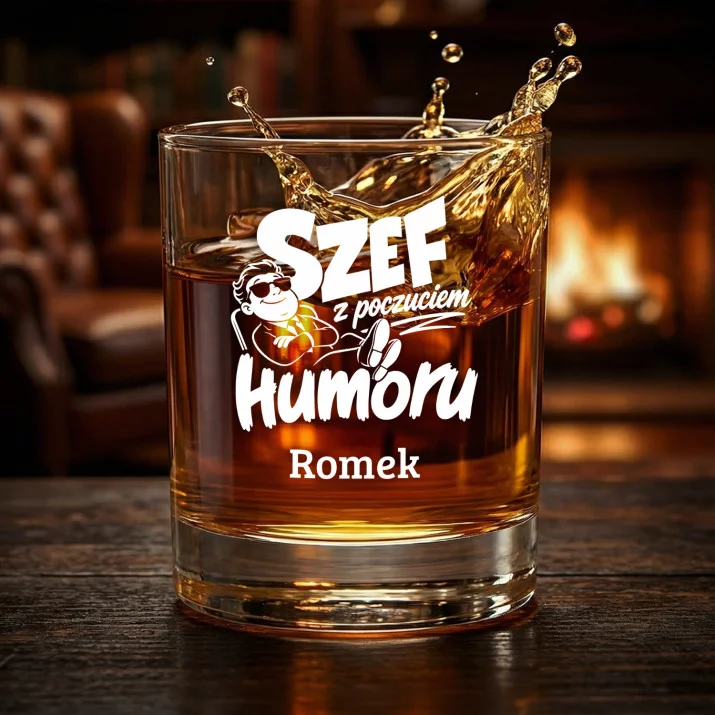 Szklanki Do Whisky z Grawerem Dla Szefa Prezent Dla Mężczyzny: Szef Z Poczuciem Humoru Szklanki Do Whisky z Grawerem Dla Szefa Prezent Dla Mężczyzny: Szef Z Poczuciem Humoru