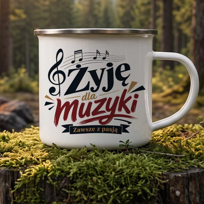 Kubek Emaliowany Dla Muzyka Prezent Dla Mężczyzny: Dźwięk Pasji Kubek Emaliowany Dla Muzyka Prezent Dla Mężczyzny: Dźwięk Pasji