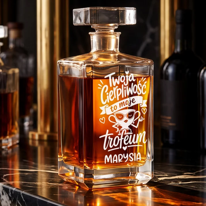 Karafka Do Whisky z Grawerem Na 35 Rocznice Ślubu Prezent Na Walentynki Dla Kobiety: Twoja Cierpliwość To Moje
