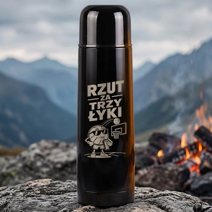 Termos 500ml Dla Fana Koszykówki Prezent Dla Mężczyzny: Rzut Za Trzy Łyki Termos 500ml Dla Fana Koszykówki Prezent Dla Mężczyzny: Rzut Za Trzy Łyki