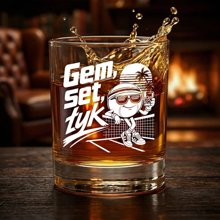 Szklanka Do Whisky Dla Tenisisty Prezent Dla Mężczyzny: Gem, Set, Łyk Szklanka Do Whisky Dla Tenisisty Prezent Dla Mężczyzny: Gem, Set, Łyk