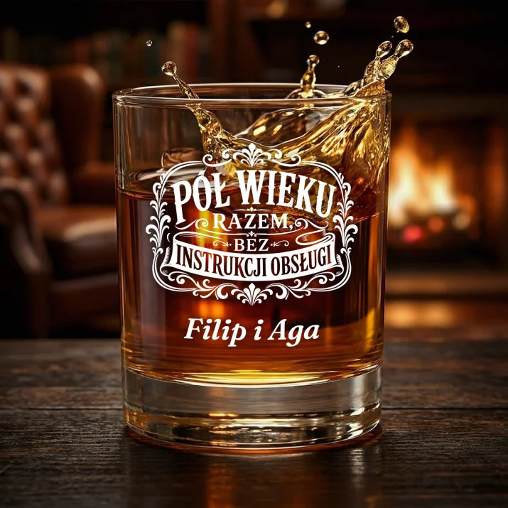 Szklanki Do Whisky z Grawerem Na Złote Gody Prezent Dla Pary: Pół Wieku Razem, Bez Szklanki Do Whisky z Grawerem Na Złote Gody Prezent Dla Pary: Pół Wieku Razem, Bez