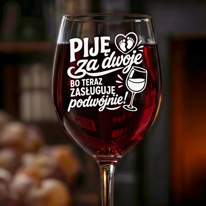 Kieliszek Do Wina Dla Kobiety W Ciąży Prezent Na Dzień Mamy Dla Kobiety: Piję Za Dwoje - Grawer Kieliszek Do Wina Dla Kobiety W Ciąży Prezent Na Dzień Mamy Dla Kobiety: Piję Za Dwoje - Grawer