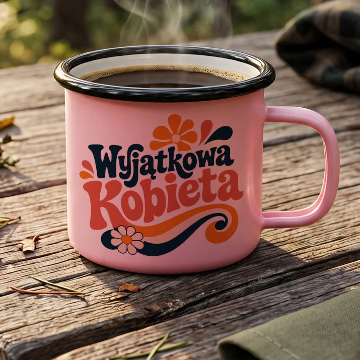 Kubek Emaliowany Dla Pani Prezent Dla Kobiety: Retro Kobieca Elegancja Kubek Emaliowany Dla Pani Prezent Dla Kobiety: Retro Kobieca Elegancja