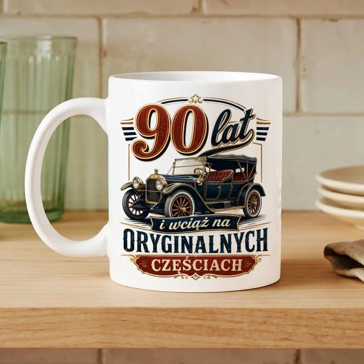 Kubek Z Nadrukiem Dla 90 Latka Prezent Dla Mężczyzny: 90 Lat Oryginalnych Części Kubek Z Nadrukiem Dla 90 Latka Prezent Dla Mężczyzny: 90 Lat Oryginalnych Części