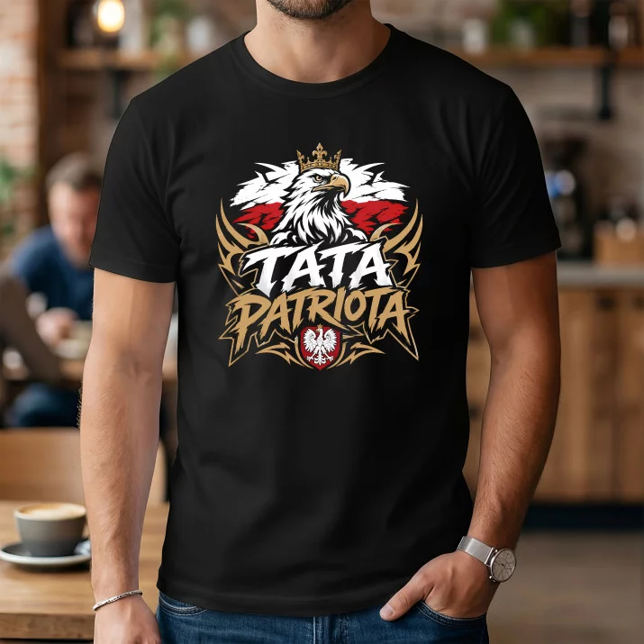Koszulka Męska Na Dzień Ojca Prezent Dla Taty Mężczyzny: Tata Patriota