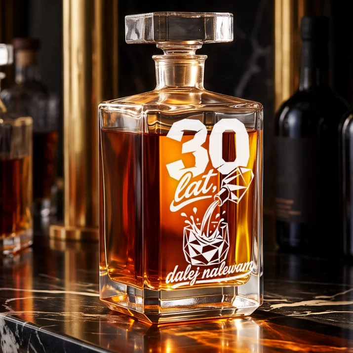 Karafka Do Whisky z Grawerem Na 30 Rocznicę Ślubu Prezent: 30 Lat, Dalej Nalewam Karafka Do Whisky z Grawerem Na 30 Rocznicę Ślubu Prezent: 30 Lat, Dalej Nalewam
