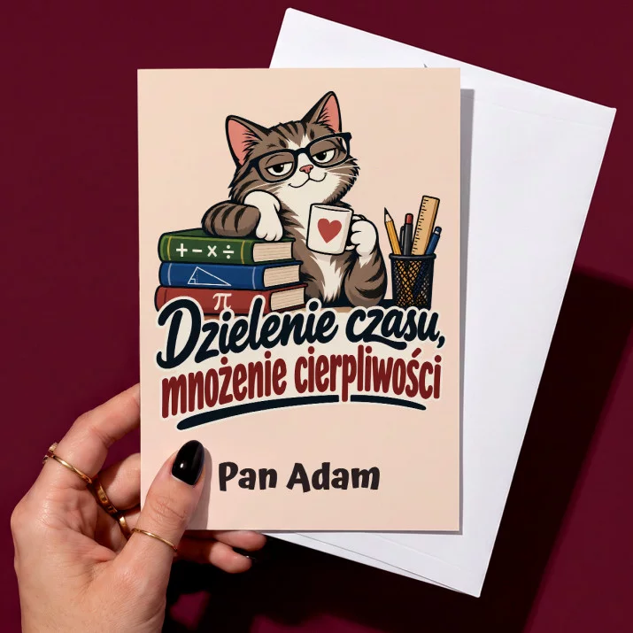 Kartka Personalizowana Dla Nauczyciela Matematyki Prezent Dla Mężczyzny: Dzielenie Czasu, Mnożenie Kartka Personalizowana Dla Nauczyciela Matematyki Prezent Dla Mężczyzny: Dzielenie Czasu, Mnożenie